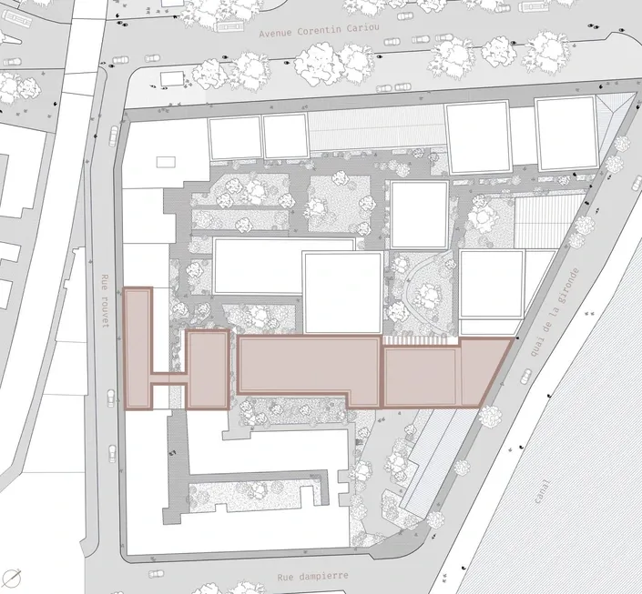 plan de masse d'un ilot Paris19